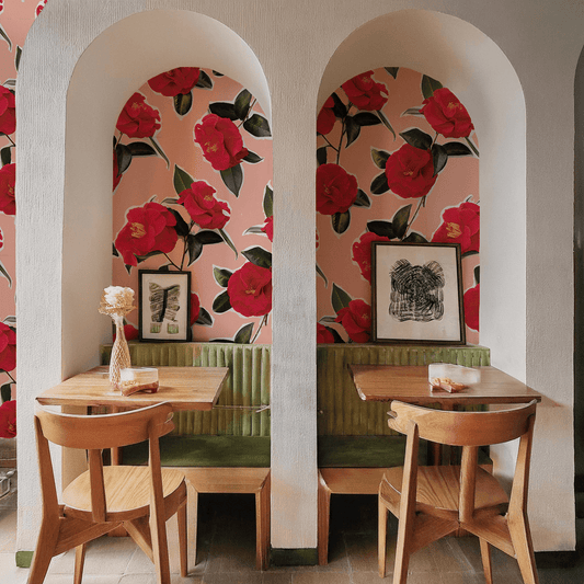 Camellia Wallpaper, pink - mosswell.us