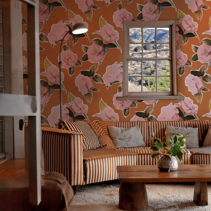 Camellia Wallpaper, rust - mosswell.us