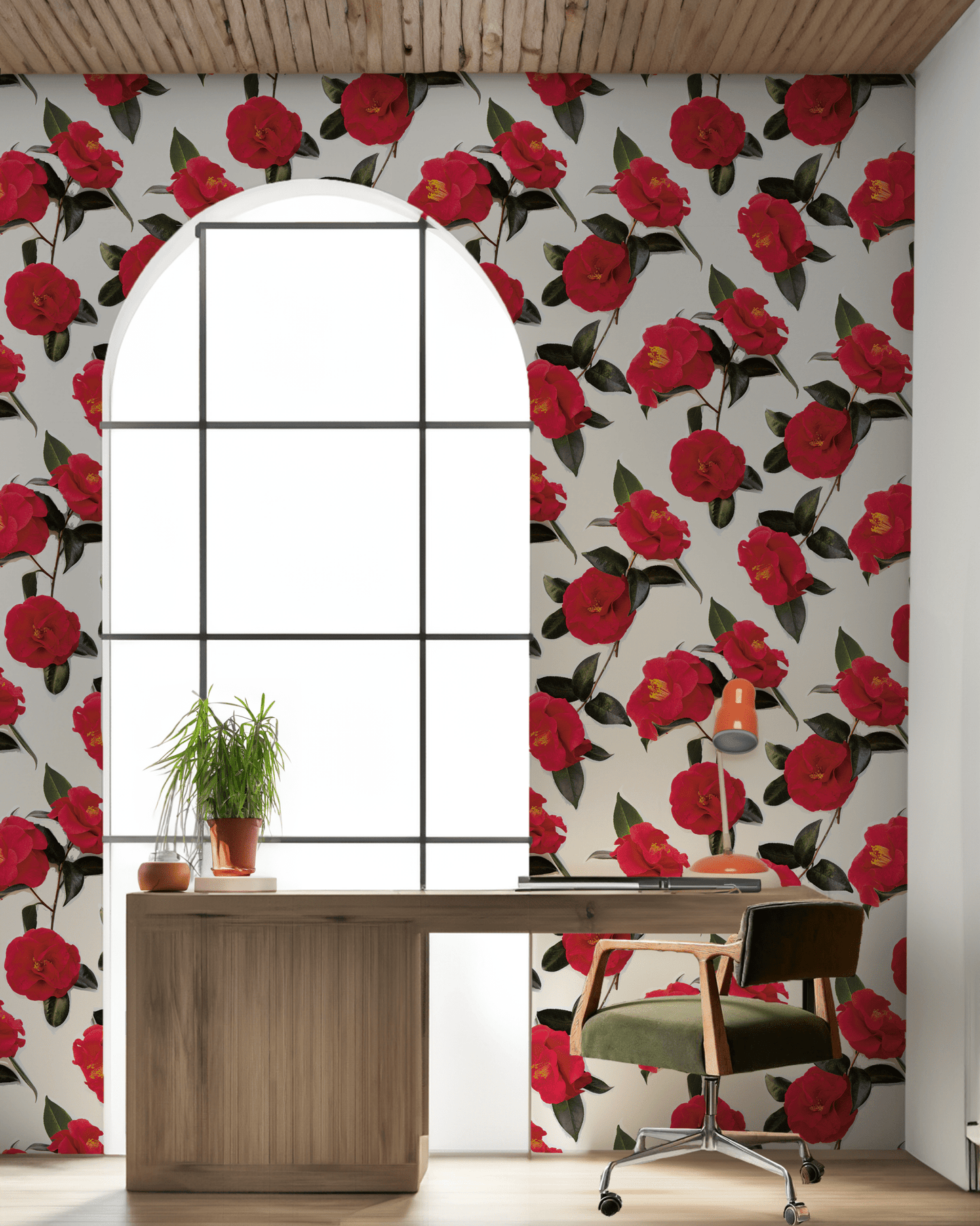Camellia Wallpaper, white and red - mosswell.us