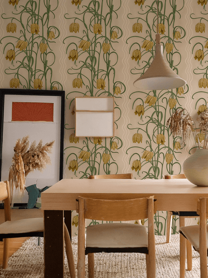 Campanas Wallpaper, tan and ocher - mosswell.us