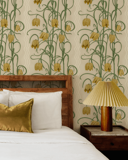 Campanas Wallpaper, tan and ocher - mosswell.us