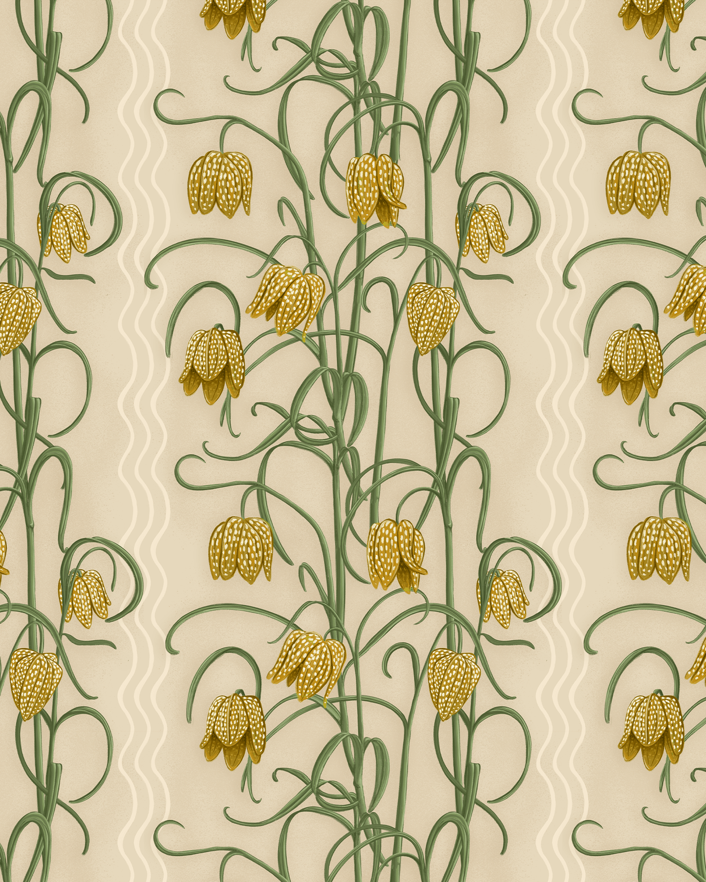 Campanas Wallpaper, tan and ocher - mosswell.us