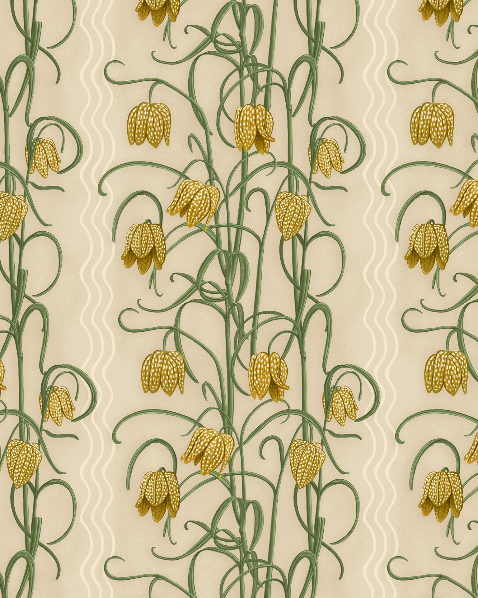 Campanas Wallpaper, tan and ocher - mosswell.us