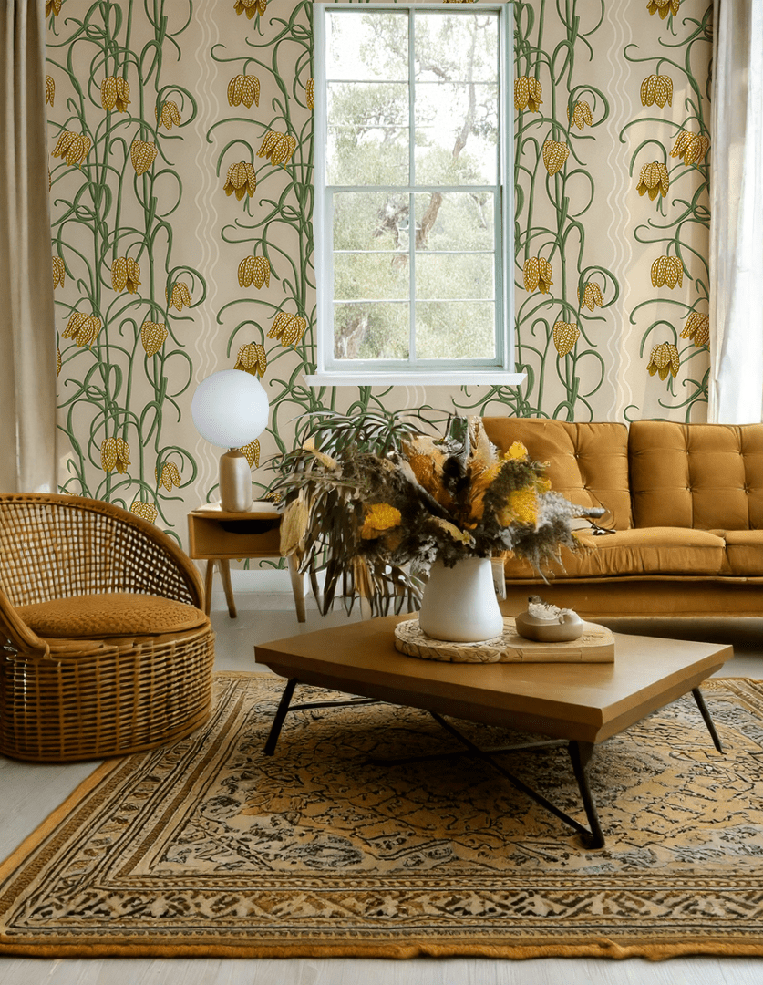 Campanas Wallpaper, tan and ocher - mosswell.us