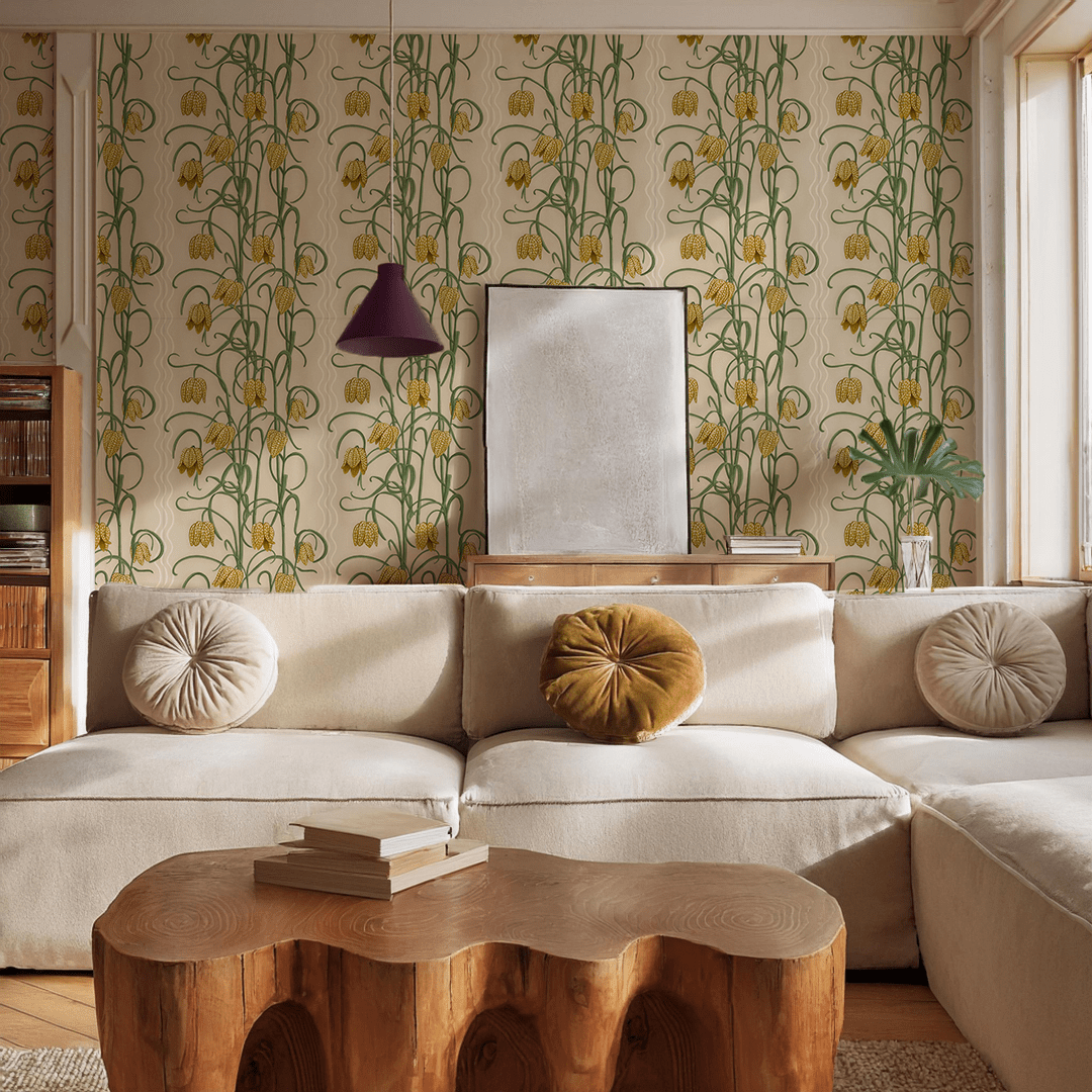 Campanas Wallpaper, tan and ocher - mosswell.us