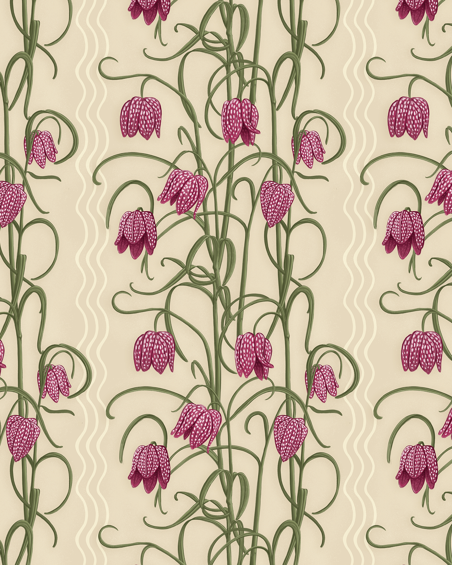 Campanas Wallpaper, tan and purple - mosswell.us