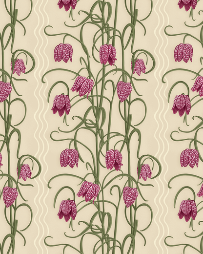 Campanas Wallpaper, tan and purple - mosswell.us