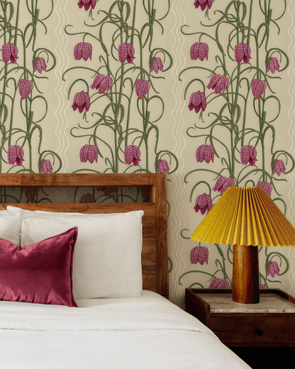 Campanas Wallpaper, tan and purple - mosswell.us