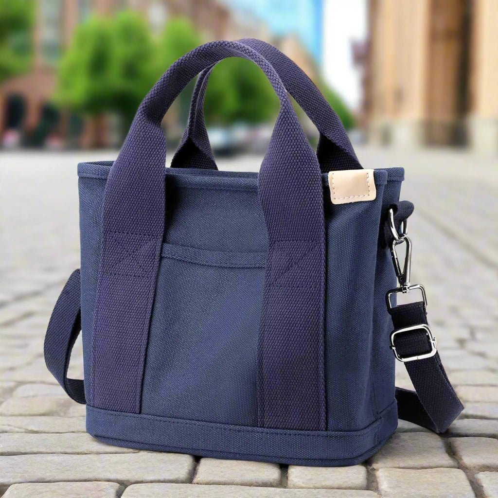 Canvas Crossbody Tote Bag - Navy - mosswell.us