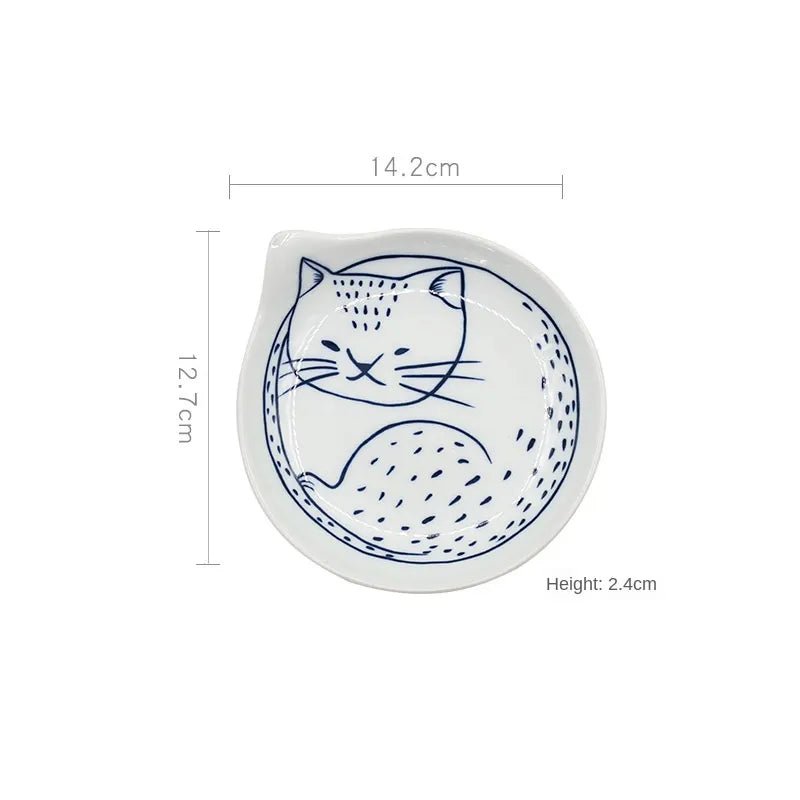 Cat Shaped Japanese Ceramic Plate - mosswell.us