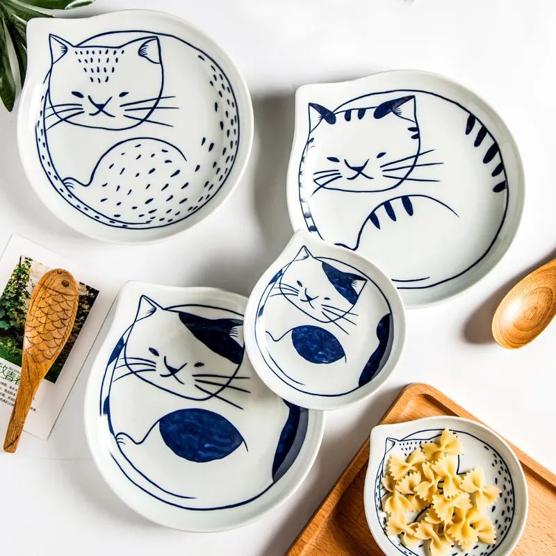 Cat Shaped Japanese Ceramic Plate - mosswell.us