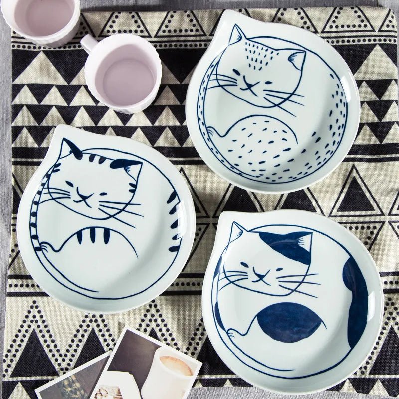 Cat Shaped Japanese Ceramic Plate - mosswell.us