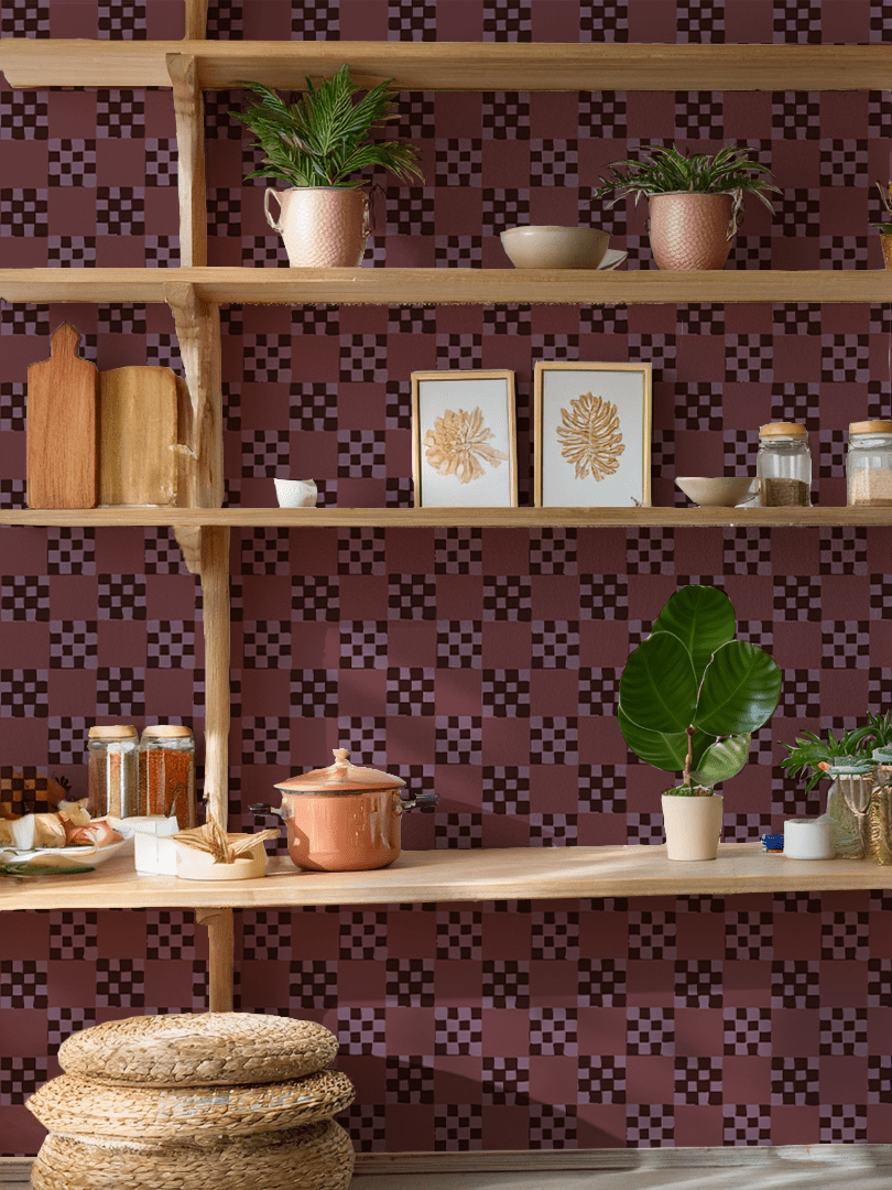 Checkered Quilt Wallpaper, eggplant - mosswell.us