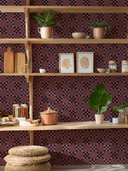 Checkered Quilt Wallpaper, eggplant - mosswell.us