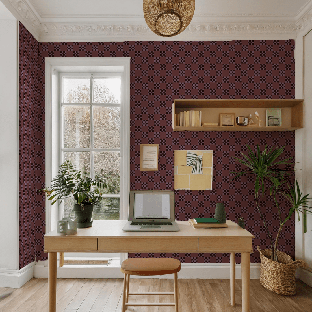 Checkered Quilt Wallpaper, eggplant - mosswell.us