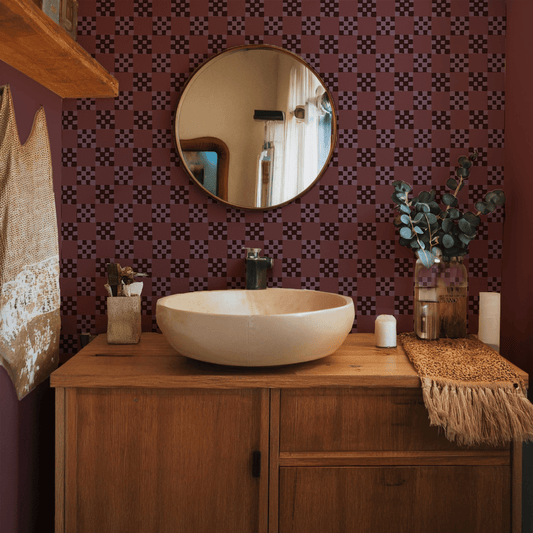Checkered Quilt Wallpaper, eggplant - mosswell.us
