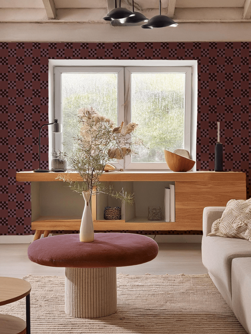 Checkered Quilt Wallpaper, eggplant - mosswell.us