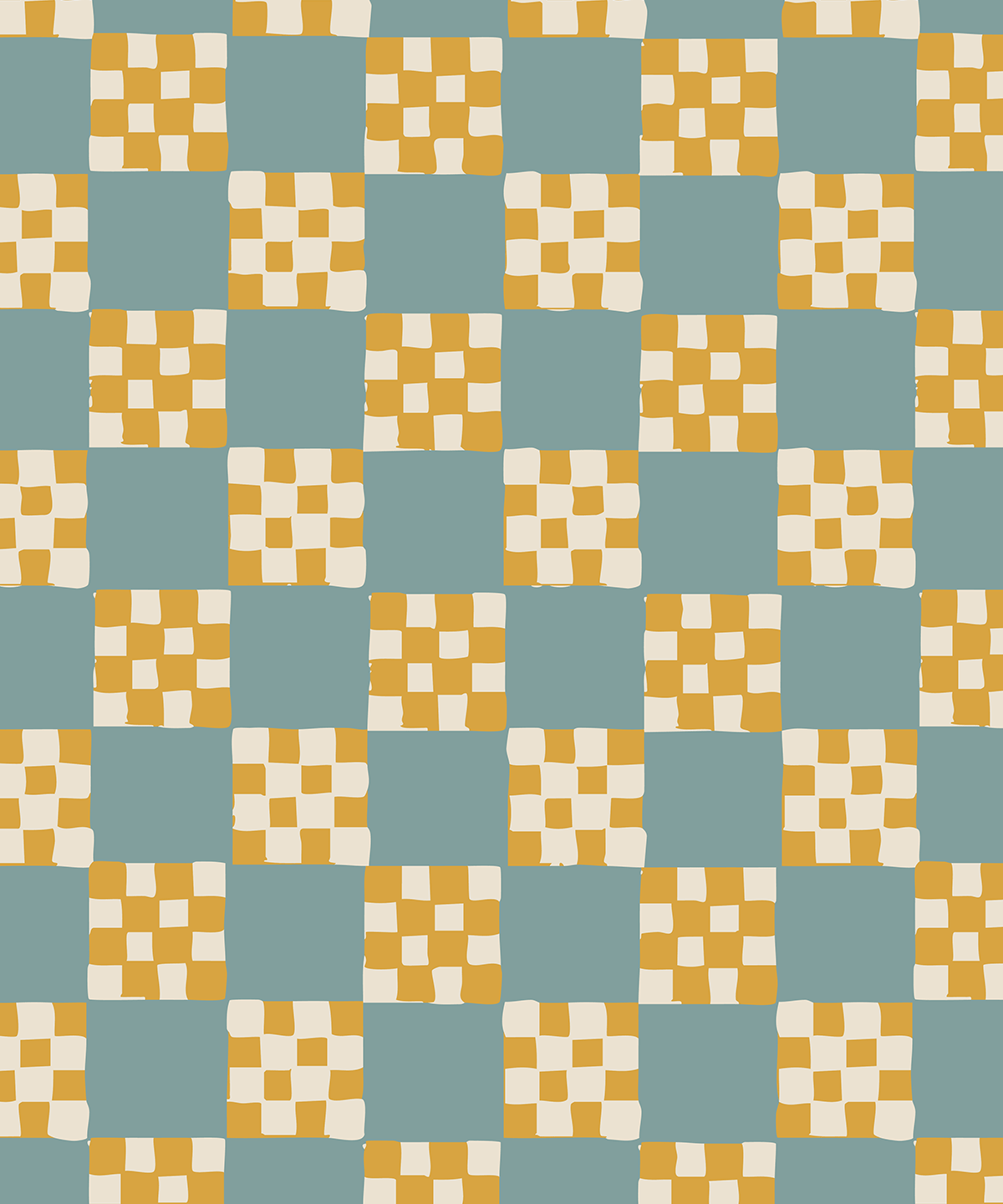 Checkered Quilt Wallpaper, light blue and yellow - mosswell.us