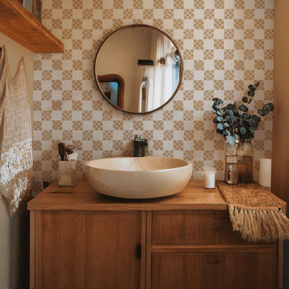 Checkered Quilt Wallpaper, tan and white - mosswell.us