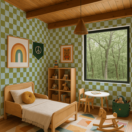 Checkers Wallpaper, blue and green - mosswell.us