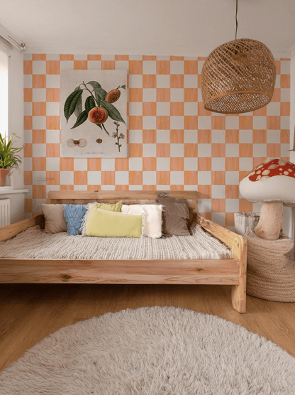 Checkers Wallpaper, coral - mosswell.us