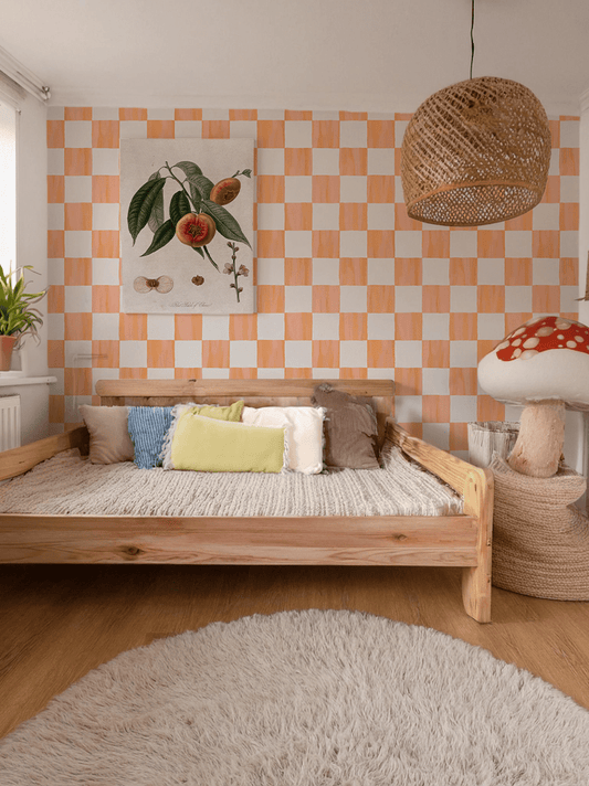 Checkers Wallpaper, coral - mosswell.us