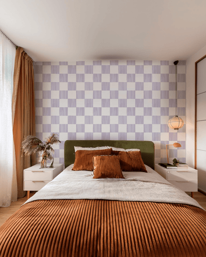 Checkers Wallpaper, lavender - mosswell.us