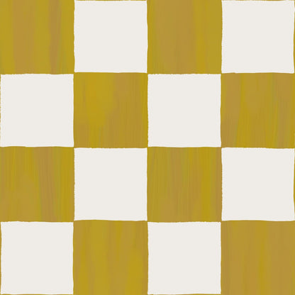 Checkers Wallpaper, mustard - mosswell.us
