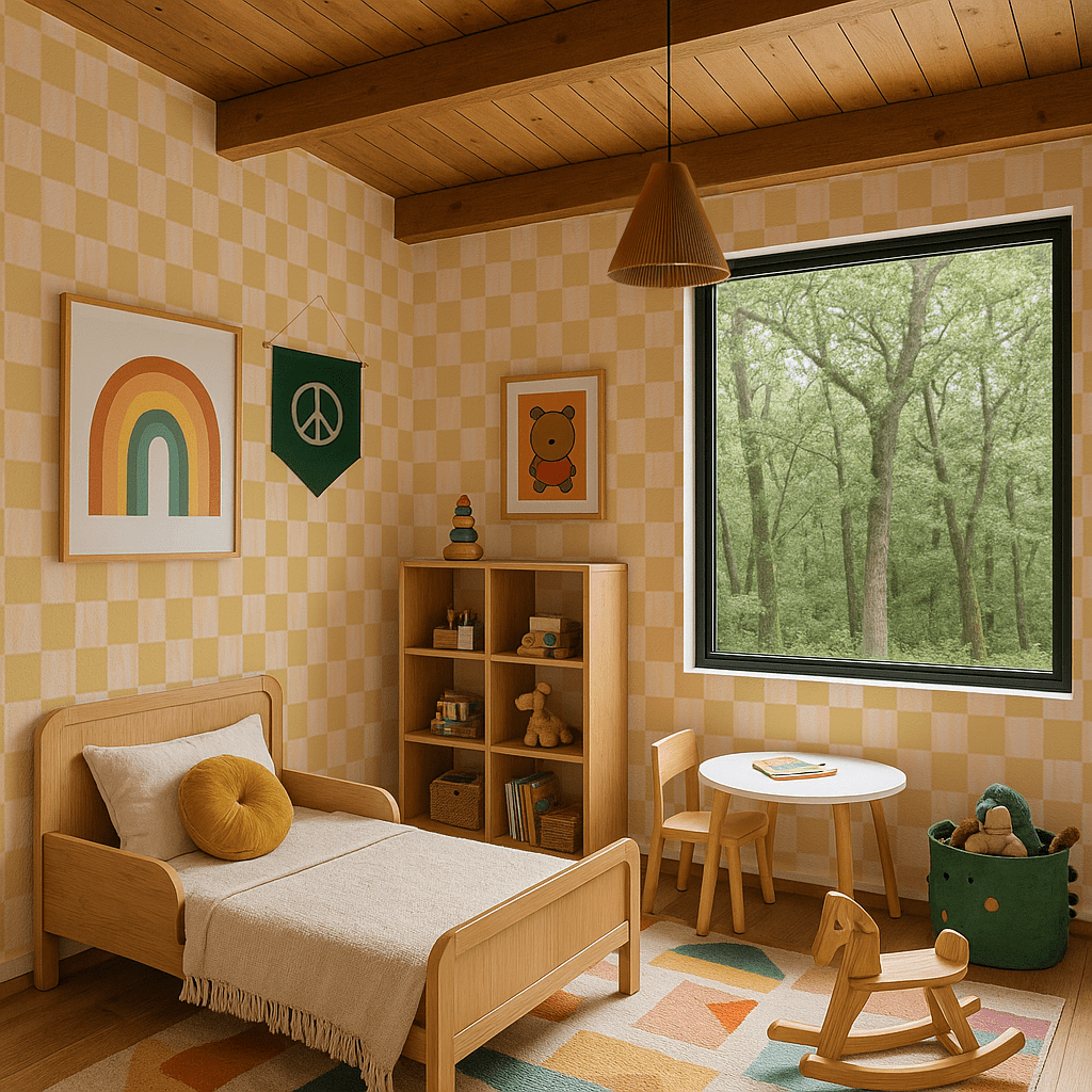 Checkers Wallpaper, peach and butter yellow - mosswell.us