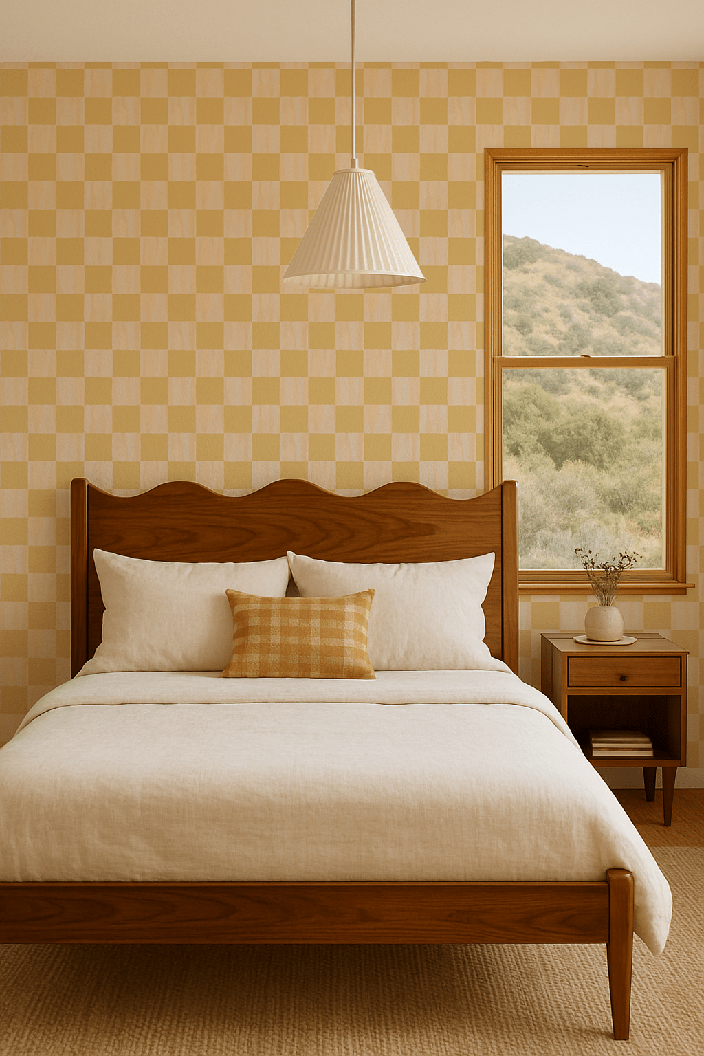 Checkers Wallpaper, peach and butter yellow - mosswell.us
