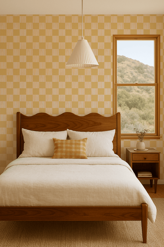 Checkers Wallpaper, peach and butter yellow - mosswell.us