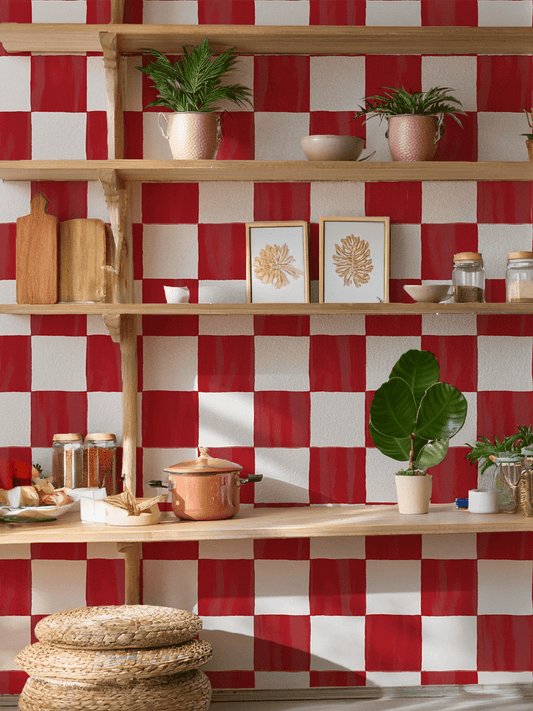 Checkers Wallpaper, red - mosswell.us