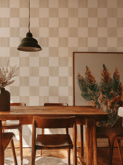 Checkers Wallpaper, tan - mosswell.us