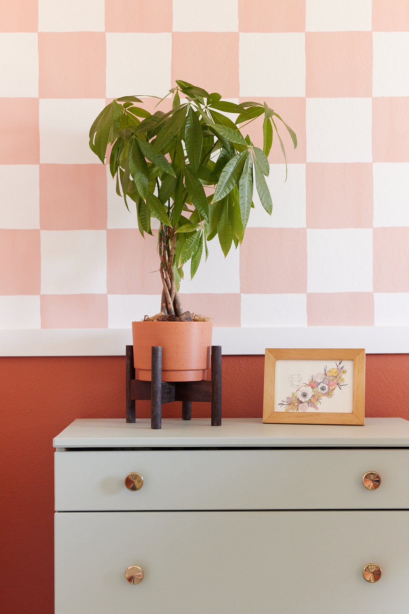Checkers Wallpaper, terra cotta - mosswell.us