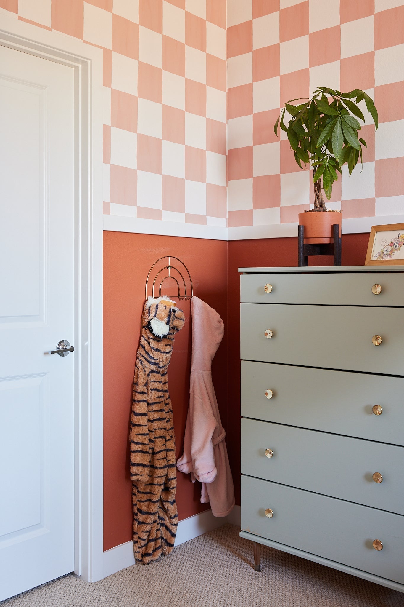 Checkers Wallpaper, terra cotta - mosswell.us