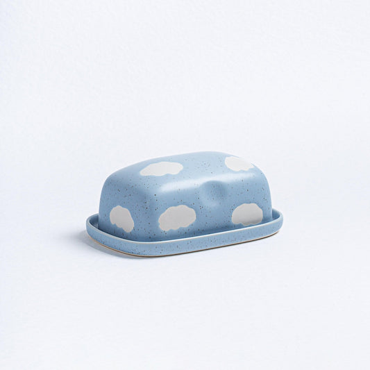 Cloud Blue Butter Dish stoneware ceramic - mosswell.us