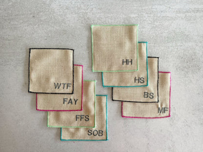Colorful Sweary Cocktail Coasters, set of 8 - mosswell.us