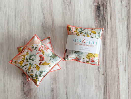 Coral and Blue Lavender Sachets, set of two - mosswell.us