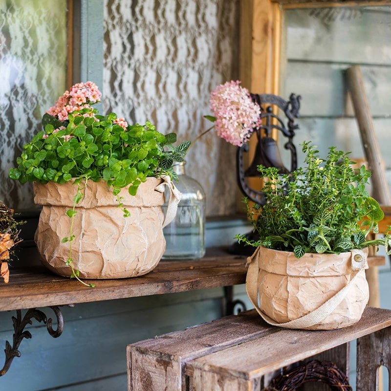 Craft Paper Bag Style Concrete Hanging Pot - mosswell.us