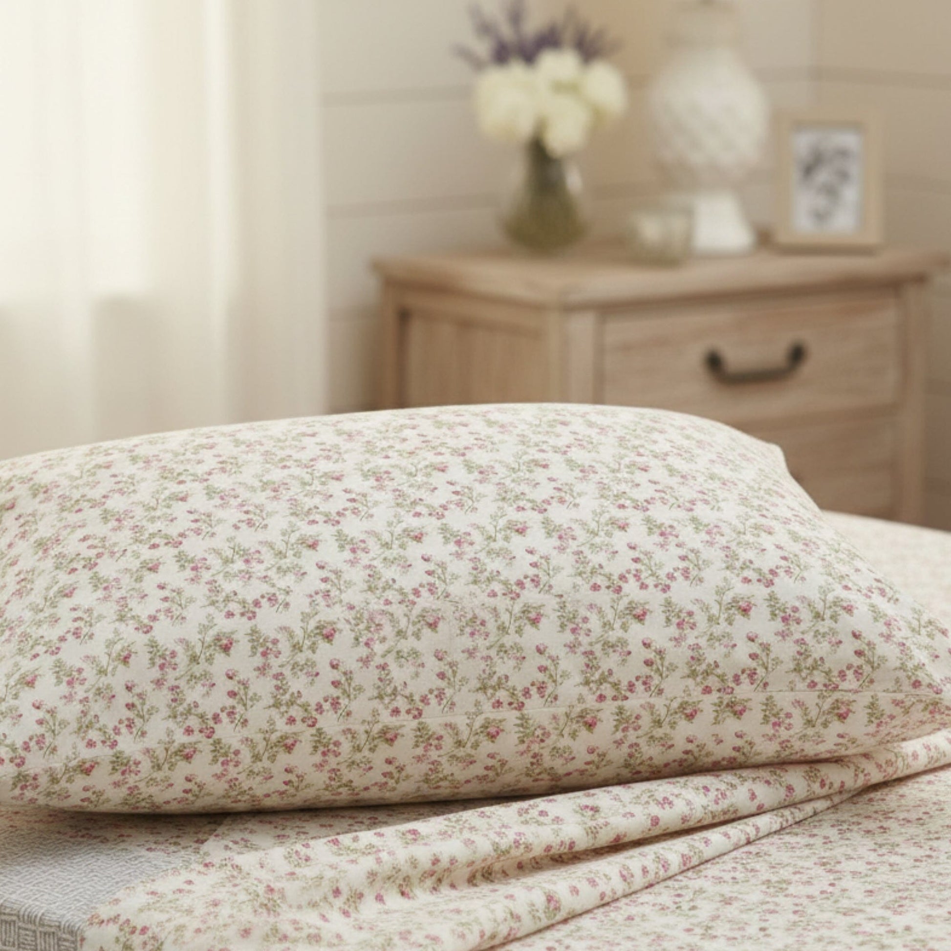 DaDa Bedding Collection Romantic Coquette Sheet Set - 100% Cotton [ Poplin Cotton ] Floral Fitted & Flat Sheets with Pillowcases - Deep Pocket Design - Soft, Breathable, Wrinkle - Resistant - mosswell.us