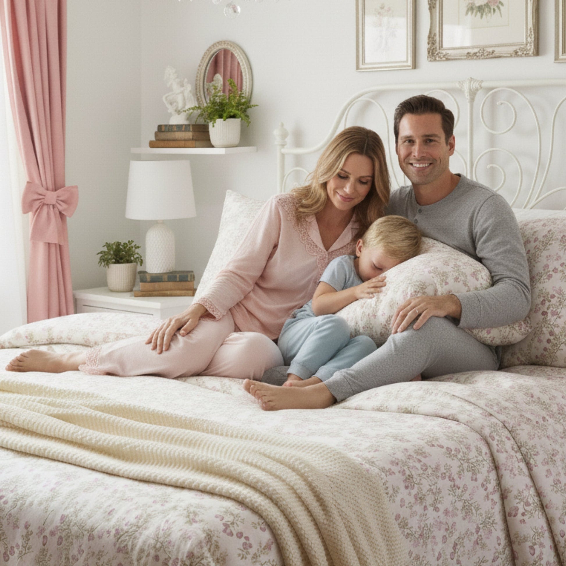DaDa Bedding Collection Romantic Coquette Sheet Set - 100% Cotton [ Poplin Cotton ] Floral Fitted & Flat Sheets with Pillowcases - Deep Pocket Design - Soft, Breathable, Wrinkle - Resistant - mosswell.us
