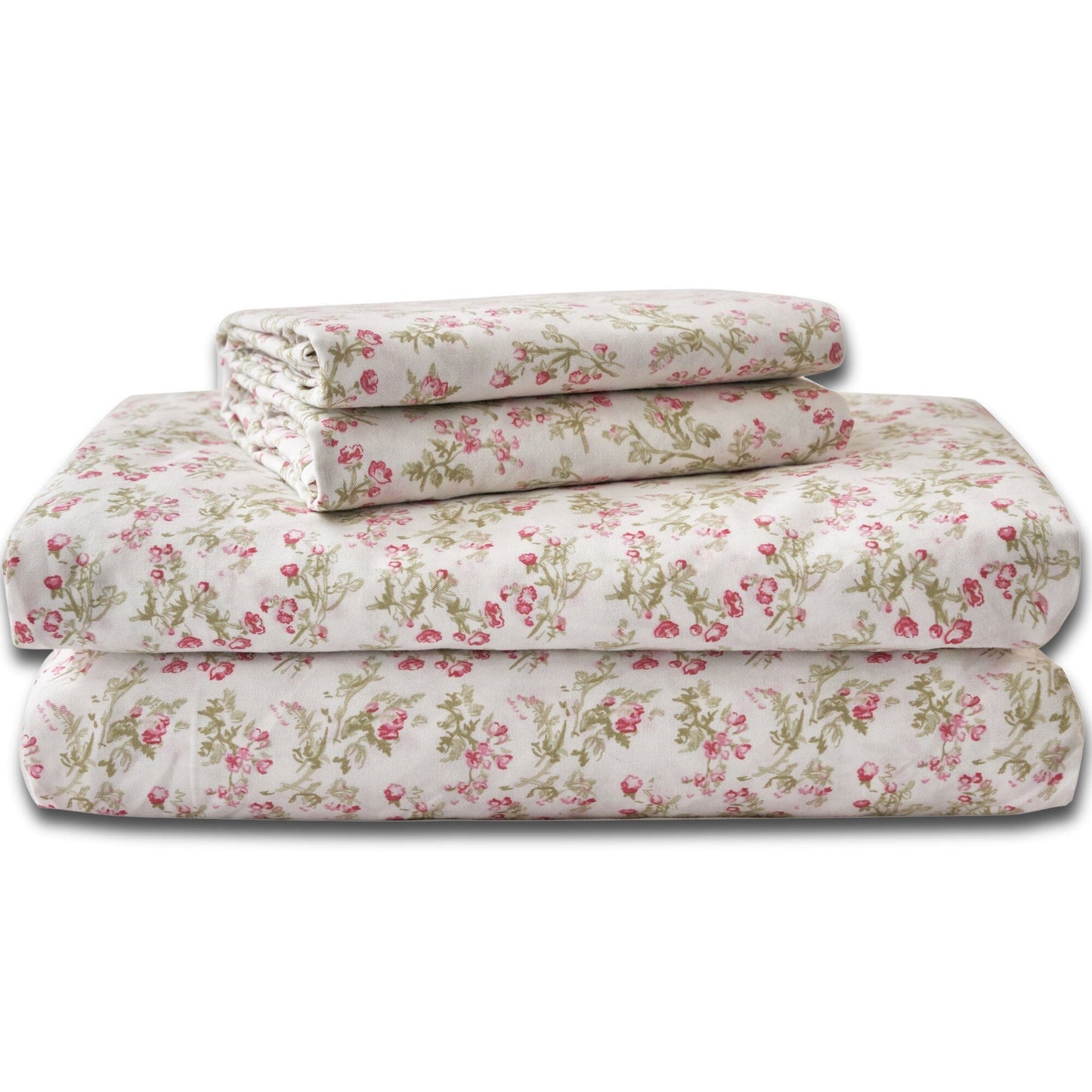 DaDa Bedding Collection Romantic Coquette Sheet Set - 100% Cotton [ Poplin Cotton ] Floral Fitted & Flat Sheets with Pillowcases - Deep Pocket Design - Soft, Breathable, Wrinkle - Resistant - mosswell.us