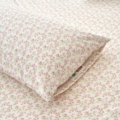 DaDa Bedding Collection Romantic Coquette Sheet Set - 100% Cotton [ Poplin Cotton ] Floral Fitted & Flat Sheets with Pillowcases - Deep Pocket Design - Soft, Breathable, Wrinkle - Resistant - mosswell.us
