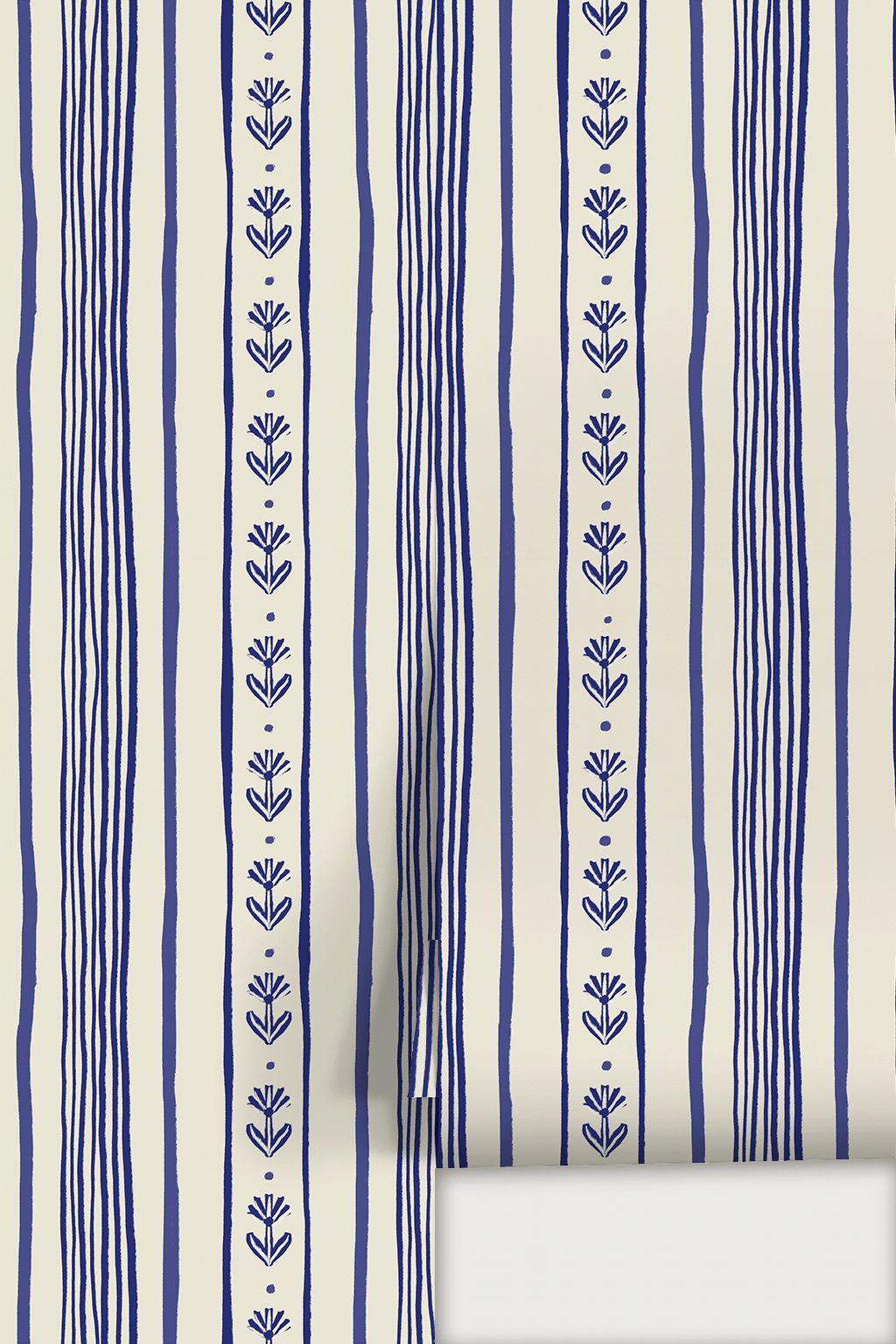 Daisy Chain Stripe Wallpaper, beige and blue - mosswell.us