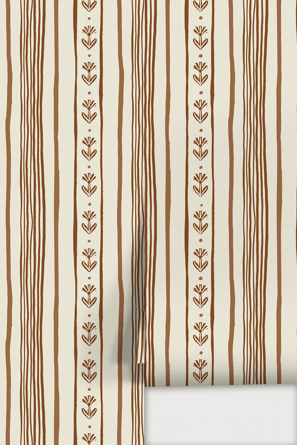 Daisy Chain Stripe Wallpaper, beige and brown - mosswell.us