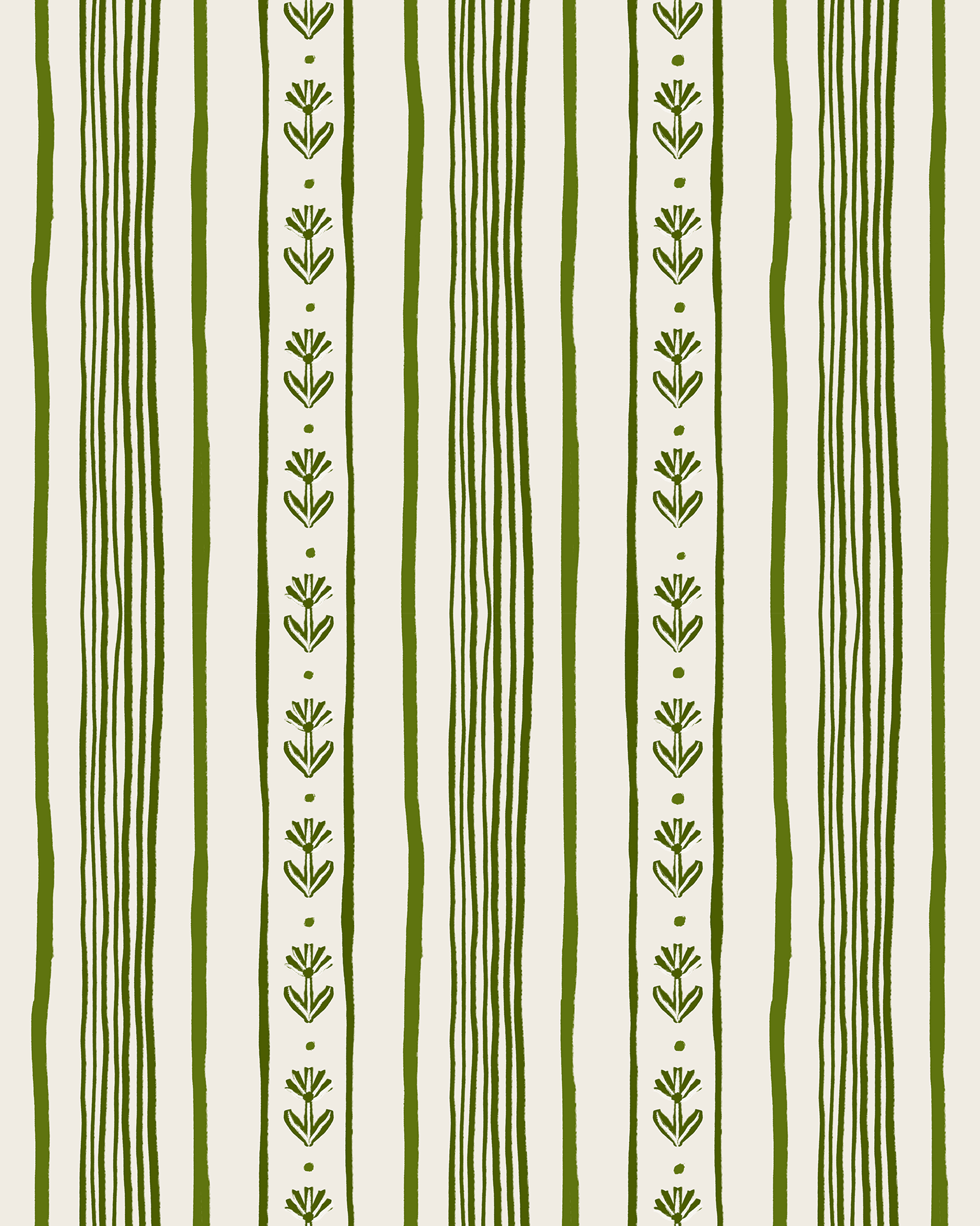 Daisy Chain Stripe Wallpaper, beige and green - mosswell.us