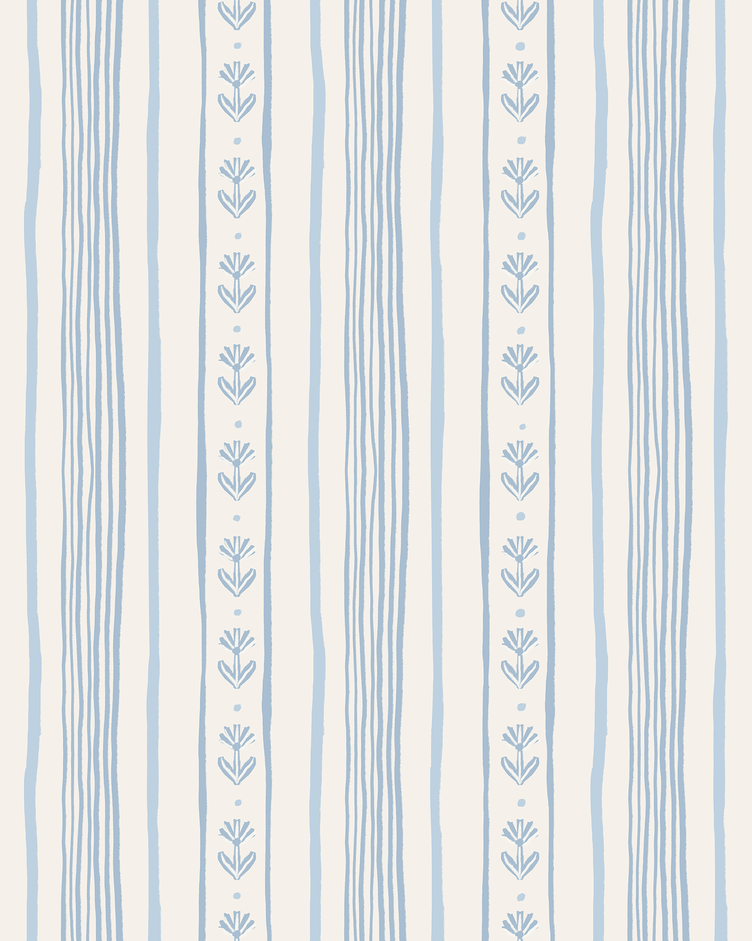 Daisy Chain Stripe Wallpaper, beige and light blue - mosswell.us