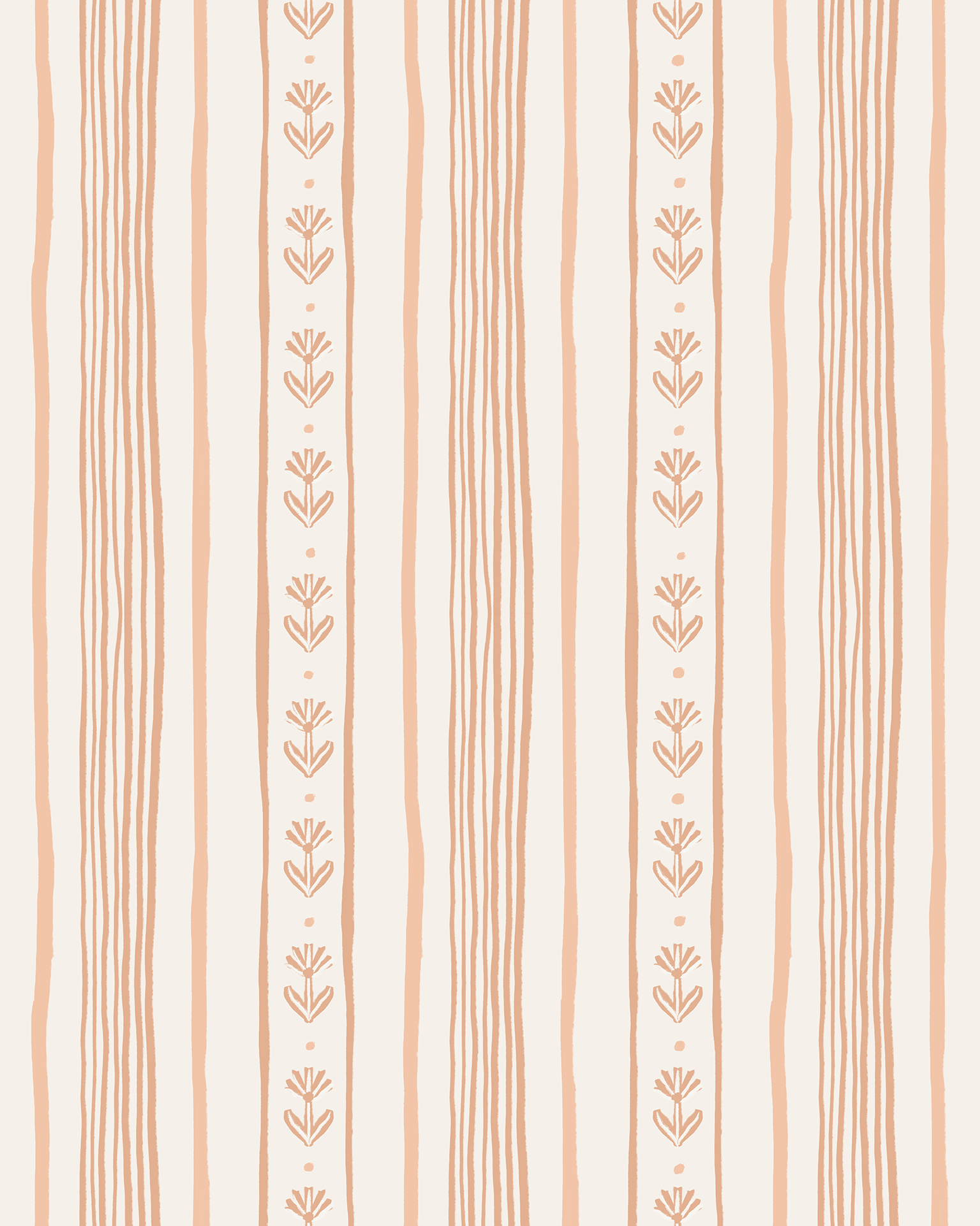 Daisy Chain Stripe Wallpaper, beige and peach - mosswell.us