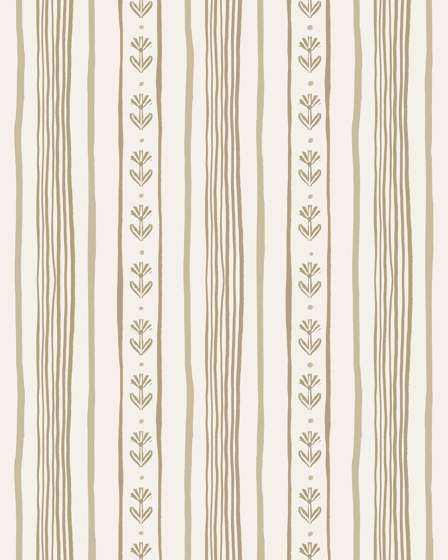 Daisy Chain Stripe Wallpaper, beige and tan - mosswell.us