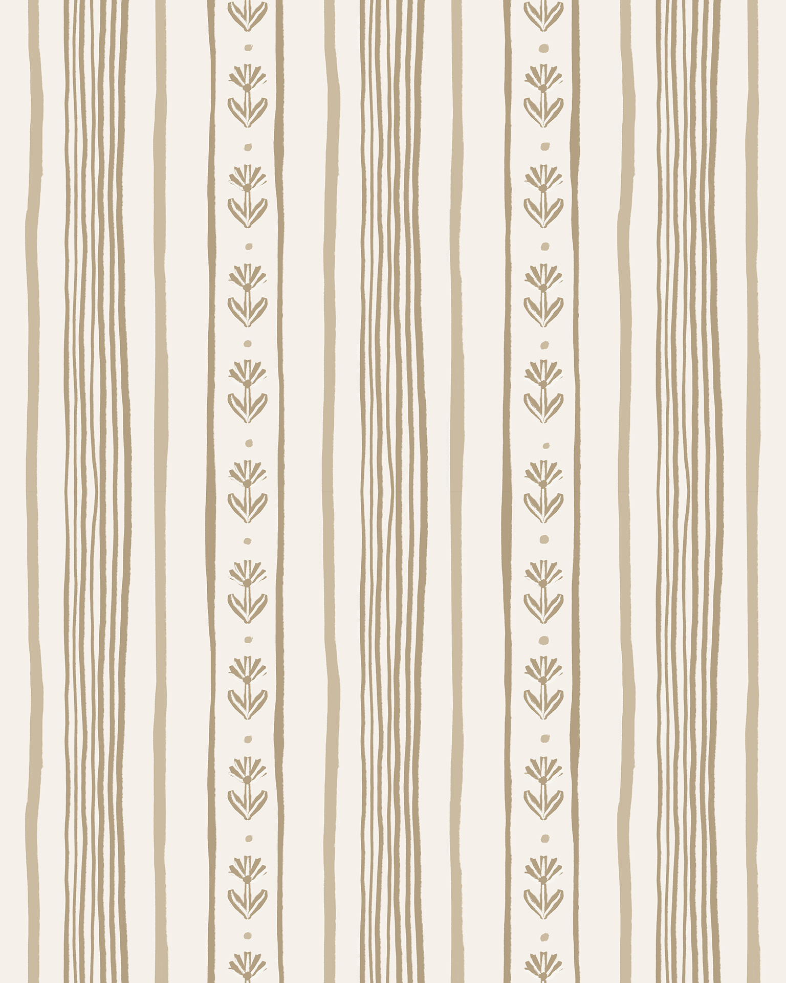 Daisy Chain Stripe Wallpaper, beige and tan - mosswell.us